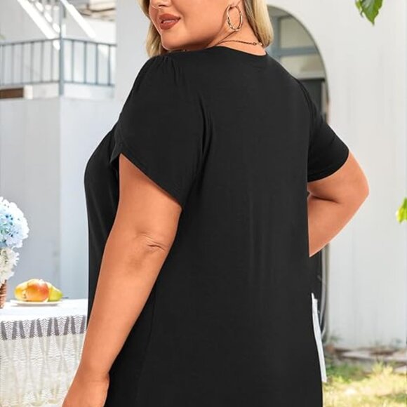 Tops - Womens Plus Size Tops Summer Short Sleeve Tunics Casual Shirts